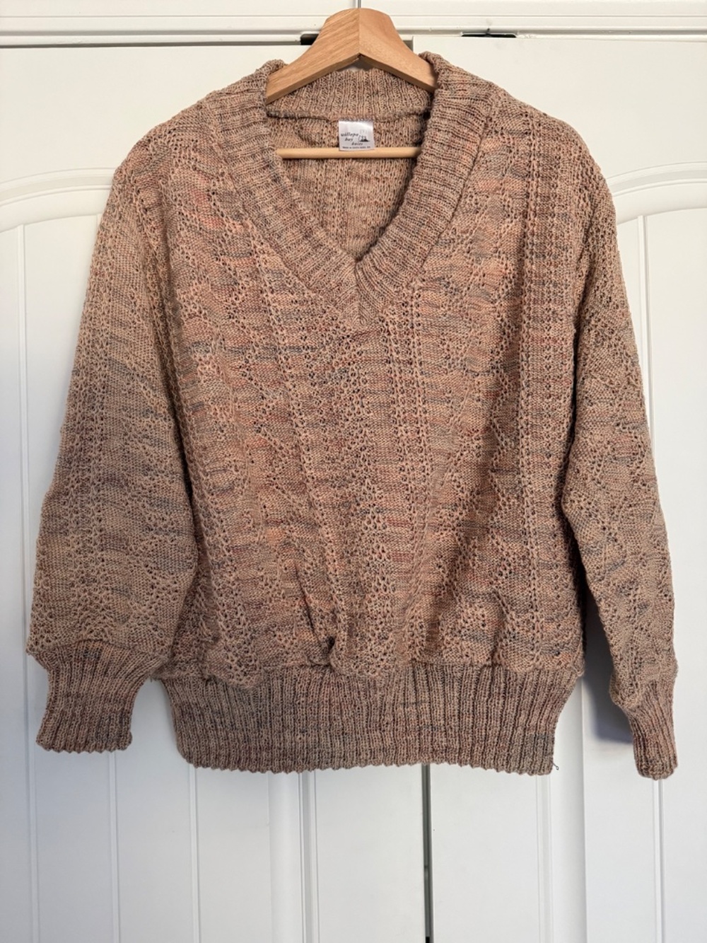Willapa Bay Knits V-Neck Open Knit Sweater Made in USA